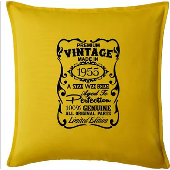 Polštář Vintage Etiketa - 1955 - Polštář 50x50 - 50x50 - Pouze potah ( Žlutá )