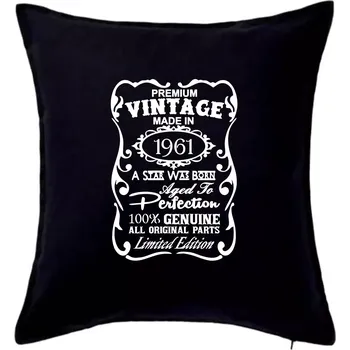 Polštář Vintage Etiketa - 1961 - Polštář 50x50 - 50x50 - Pouze potah ( Černá )