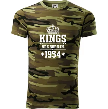 Pánské tričko Kings are born in 1954 - Army CAMOUFLAGE - XS ( Zelený maskáč )