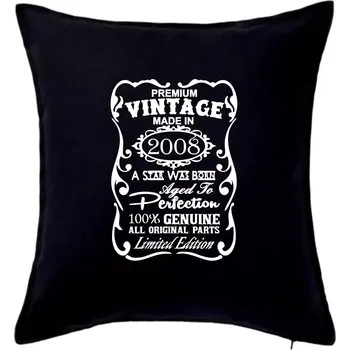 Polštář Vintage Etiketa - 2008 - Polštář 50x50 - 50x50 - Pouze potah ( Černá )