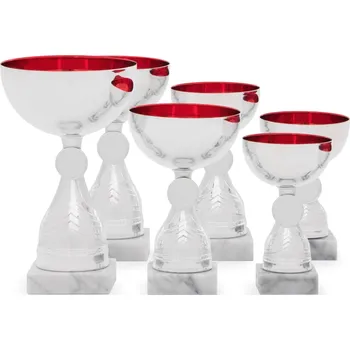 Pohár EKONOM, výška 12 cm, stříbrný/červený