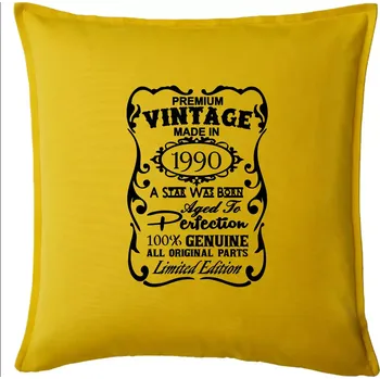 Polštář Vintage Etiketa - 1990 - Polštář 50x50 - 50x50 - Pouze potah ( Žlutá )