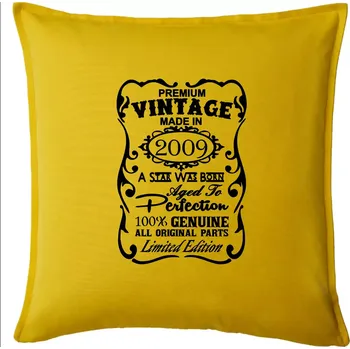 Polštář Vintage Etiketa - 2009 - Polštář 50x50 - 50x50 - Pouze potah ( Žlutá )