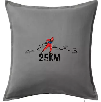 Polštář 25km po Jizerkách - Polštář 50x50 - 50x50 - Včetně výplně ( Tmavě šedý melír )