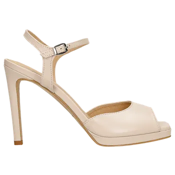 Dámské sandále Béžové Kožené Dámské Sandály Na Vysokém Podpatku Wojas 7622154 36
