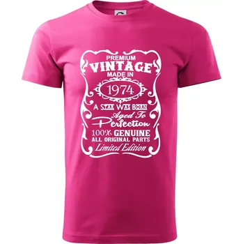 Pánská móda Vintage Etiketa - 1974 - Klasické pánské triko vyšší gramáže - M ( Purpurová )