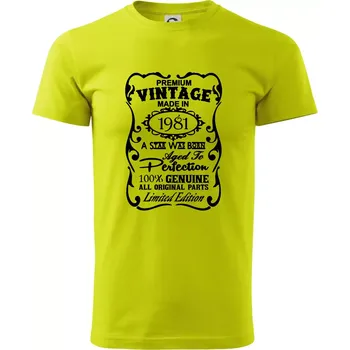 Vintage Etiketa - 1981 - Klasické pánské triko vyšší gramáže - 3XL ( Limetková )