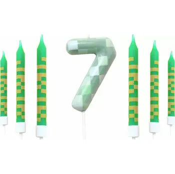 Narozeninové svíčky na dort - STYL MINECRAFT - Číslo 7 (Značka: MINISO)