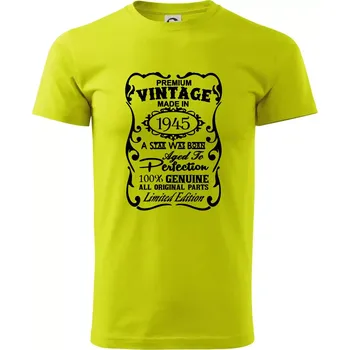 Vintage Etiketa - 1945 - Klasické pánské triko vyšší gramáže - 3XL ( Limetková )