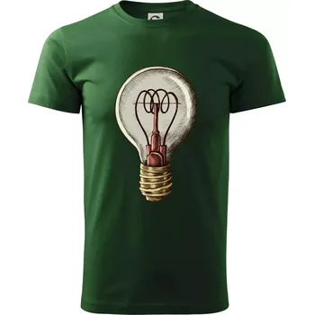 Pánská móda Retro žárovka - Klasické pánské triko vyšší gramáže - XS ( Lahvově zelená )