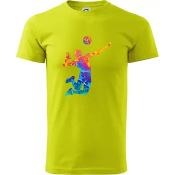 Pánská móda Volejbalista splash s míčem - Klasické pánské triko vyšší gramáže - 4XL ( Limetková )