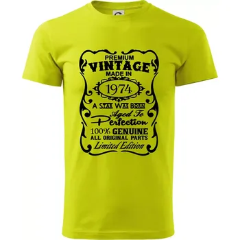 Vintage Etiketa - 1974 - Klasické pánské triko vyšší gramáže - S ( Limetková )