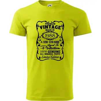 Vintage Etiketa - 1988 - Klasické pánské triko vyšší gramáže - 4XL ( Limetková )