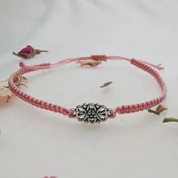 Náramek MagieKorálků.cz Shamballa náramek s kovovým mezidílkem 10100 Barva: Starorůžová