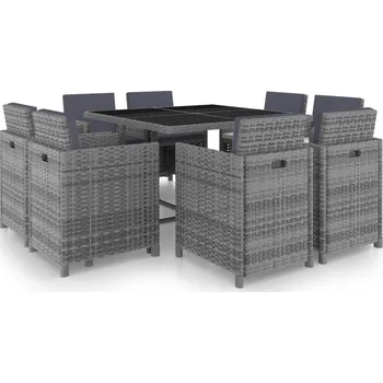 Zahradní sestava ZBXL 9dílný zahradní jídelní set s poduškami polyratan antracitový