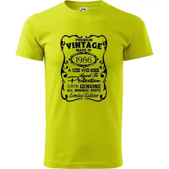 Pánské tričko Vintage Etiketa - 1986 - Klasické pánské triko vyšší gramáže - XL ( Limetková )