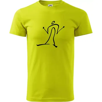 Pánské tričko Běžkař kreslený - Klasické pánské triko vyšší gramáže - M ( Limetková )