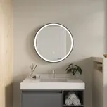 Erga Olivia, kulaté LED zrcadlo 60cm, černý kovový rám, 1380 lm, 6500K, ERG-V01-202-6060-BK