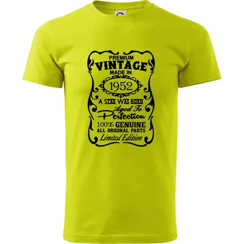 Vintage Etiketa - 1952 - Klasické pánské triko vyšší gramáže - 4XL ( Limetková )