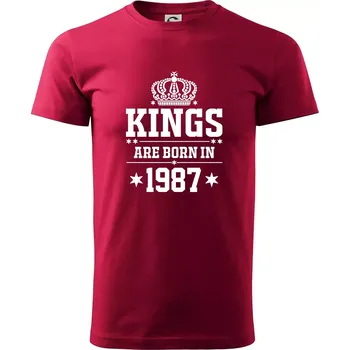 Kings are born in 1987 - Klasické pánské triko vyšší gramáže - S ( Marlboro červená )