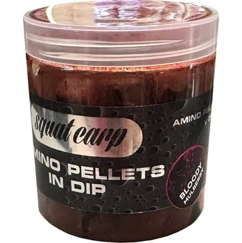 Návnadová surovina SQUAT CARP - Pelety Amino Pellets In Dip Bloody Mulberry 15 mm 180 g