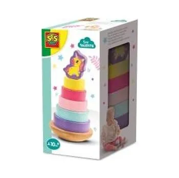 Dřevěná hračka Wieża drewniana do układania Jednorożec