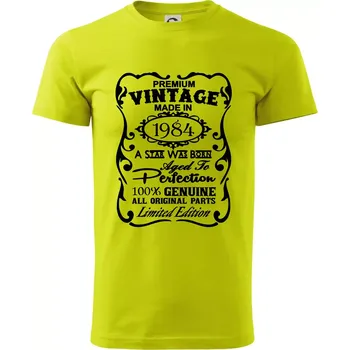 Vintage Etiketa - 1984 - Klasické pánské triko vyšší gramáže - M ( Limetková )