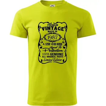 Vintage Etiketa - 1987 - Klasické pánské triko vyšší gramáže - S ( Limetková )