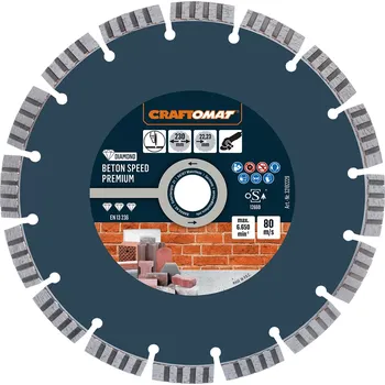 Příslušenství k brusce Craftomat Diamantový řezný kotouč Beton speed Premium, ø 230 × 2,6 × 22,23 mm, 6650 ot./min.&nbsp;6680008