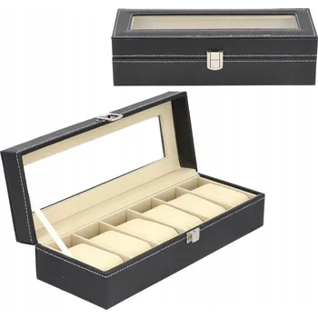 Box na hodinky Pouzdro na hodinky Korbi černé, kožené, 6 míst