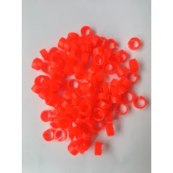 MROWCA Rozlišovací kroužky pro holuby plastové 8x5mm.100ks/balení.ORANŽOVÉ