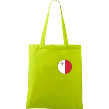 Vlajka Malta kulatá na prso - Taška bavlněná - 42 x 38 cm ( Limetková )