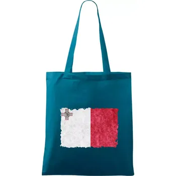 Nákupní taška Vlajka Malta okousaná - Taška bavlněná - 42 x 38 cm ( Petrolejová )