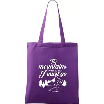 The mountains are calling běžkař - Taška bavlněná - 42 x 38 cm ( Fialová )