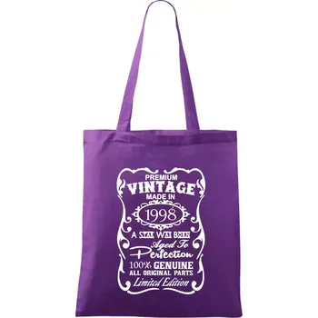 Vintage Etiketa - 1998 - Taška bavlněná - 42 x 38 cm ( Fialová )