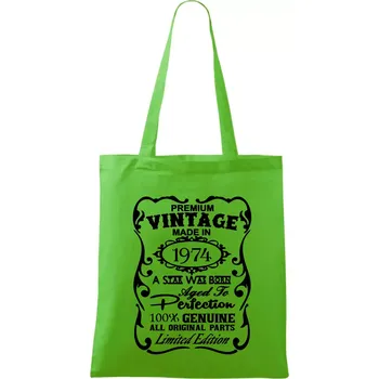 Nákupní taška Vintage Etiketa - 1974 - Taška bavlněná - 42 x 38 cm ( Apple Green )