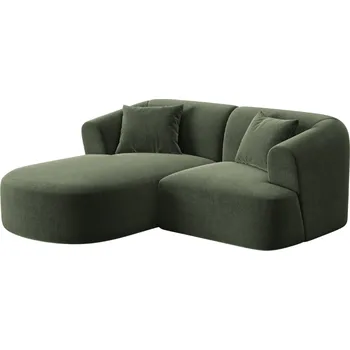 Pohovka Cosmopolitan Design Zelená sametová rohová pohovka Campi 180 cm, levá