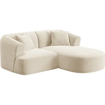 Pohovka Cosmopolitan Design Světle béžová sametová rohová pohovka Campi 180 cm, pravá