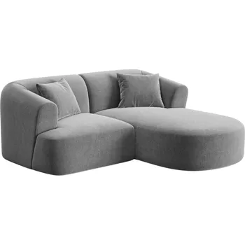 Pohovka Cosmopolitan Design Šedá sametová rohová pohovka Campi 180 cm, pravá