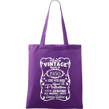 Vintage Etiketa - 1950 - Taška bavlněná - 42 x 38 cm ( Fialová )