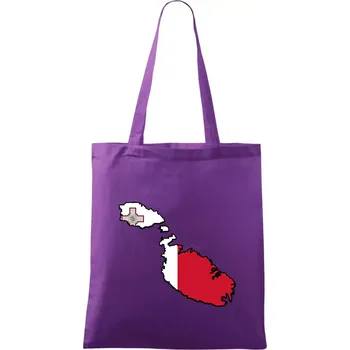 Mapa Malta s vlajkou - Taška bavlněná - 42 x 38 cm ( Fialová )