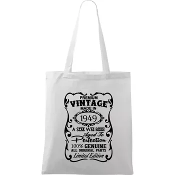 Nákupní taška Vintage Etiketa - 1949 - Taška bavlněná - 42 x 38 cm ( Bílá )