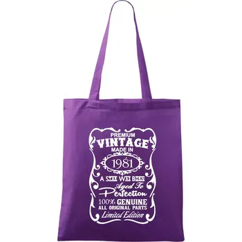 Vintage Etiketa - 1981 - Taška bavlněná - 42 x 38 cm ( Fialová )
