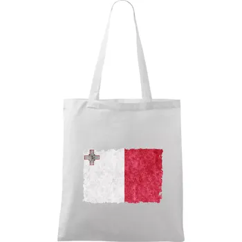 Vlajka Malta okousaná - Taška bavlněná - 42 x 38 cm ( Bílá )