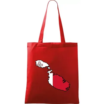 Nákupní taška Mapa Malta s vlajkou - Taška bavlněná - 42 x 38 cm ( Červená )