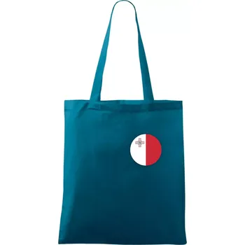 Vlajka Malta kulatá na prso - Taška bavlněná - 42 x 38 cm ( Petrolejová )