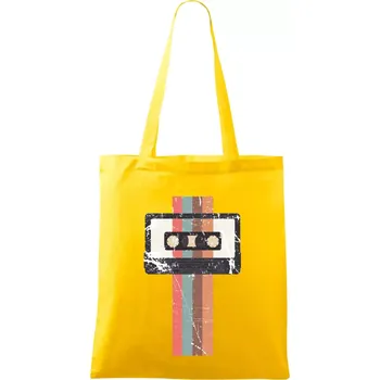 Retro kazeta - pruhy - Taška bavlněná - 42 x 38 cm ( Žlutá )