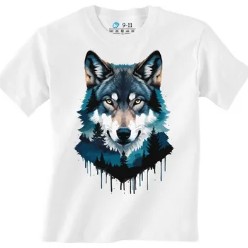 Chlapecké tričko Dětské tričko Vlk z hlubin lesa (Velikost: 7-8, Barva: Bílá)