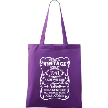 Vintage Etiketa - 1941 - Taška bavlněná - 42 x 38 cm ( Fialová )