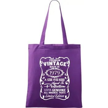 Vintage Etiketa - 1979 - Taška bavlněná - 42 x 38 cm ( Fialová )